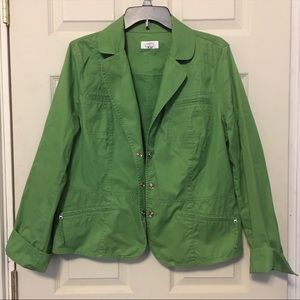 Anne Taylor Loft green jacket St Patricks Day